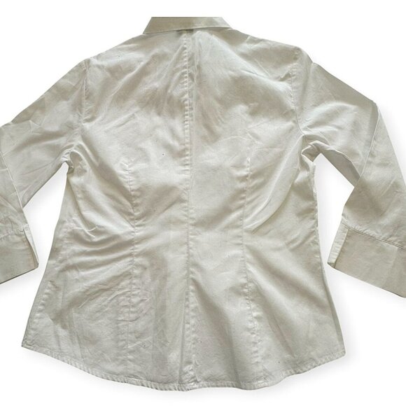 Vintage 90s White Cotton Button Down Shirt Italy AND Size 46 L Never Worn - Picture 6 of 11